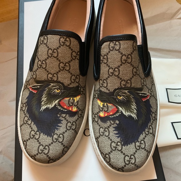 Gucci Men Wolf GG Supreme Dublin SlipOn Sneaker 8G - Picture 2 of 8
